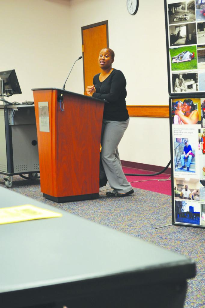 Presenters speak to BW students about the realities of homelessness.  Pictured: Simona Lynch.