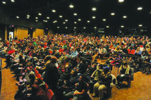 Students and faculty pack Kleist Center to hear her speech. Photo credit: BW University Relations