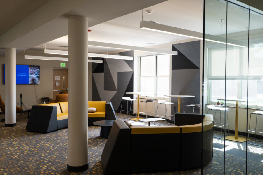 The common areas of the newly-renovated North Hall are designed to foster community living.