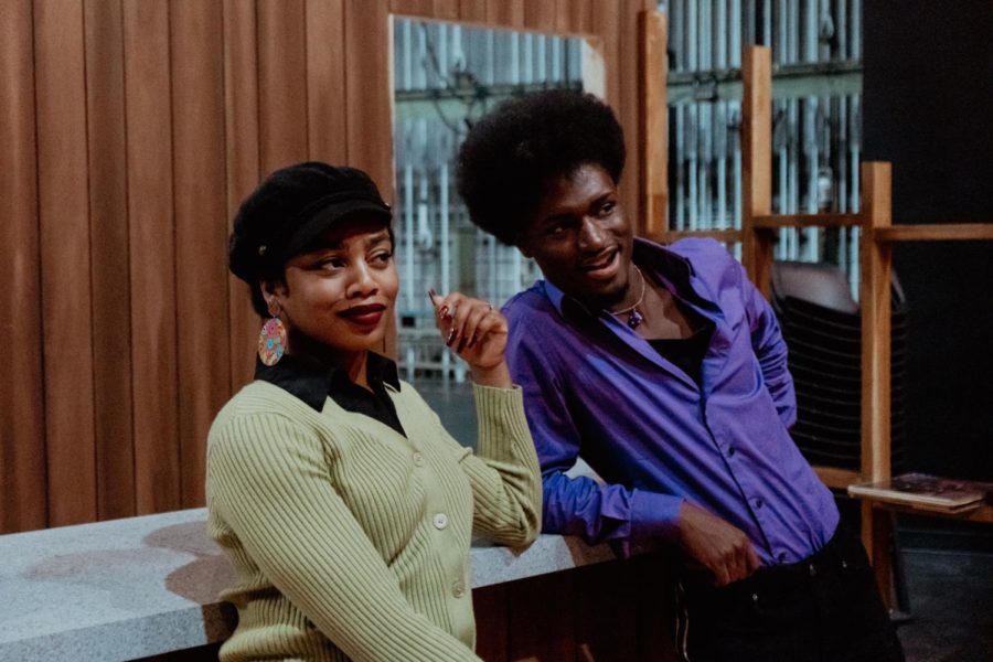 De’Aja Mon’e (left) and Da’Von McDonald rehearse for “Detroit ‘67” as siblings Chelle and Lank. 