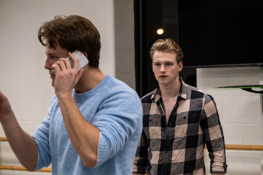 Seniors Mike Bindeman and Mark Doyle in a scene from Ghost.