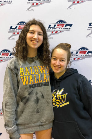 March 18, 2023, Angie Case, sophomore art education major (left), and Julia Stein, junior biology and public health double major (right), winners of the D1 Women’s Doubles at Nationals.
