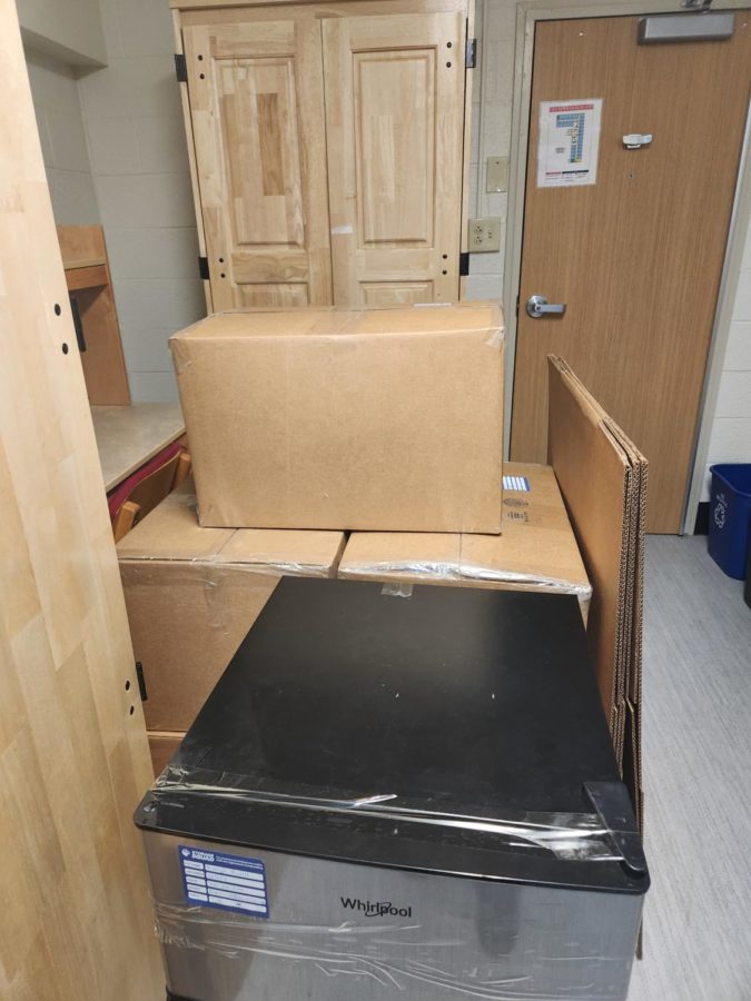 This is a photo taken by Kathryn Raubolt, a staff writer for the Exponent of the boxes that Storage Squad picked up from their dorm.
