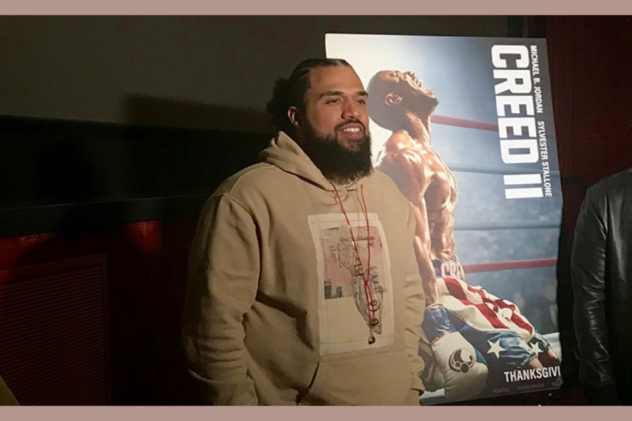 This photo is of Steven Caple Jr. at the Cleveland screening of Creed II. The photo is provided by Baldwin Wallace University Relations