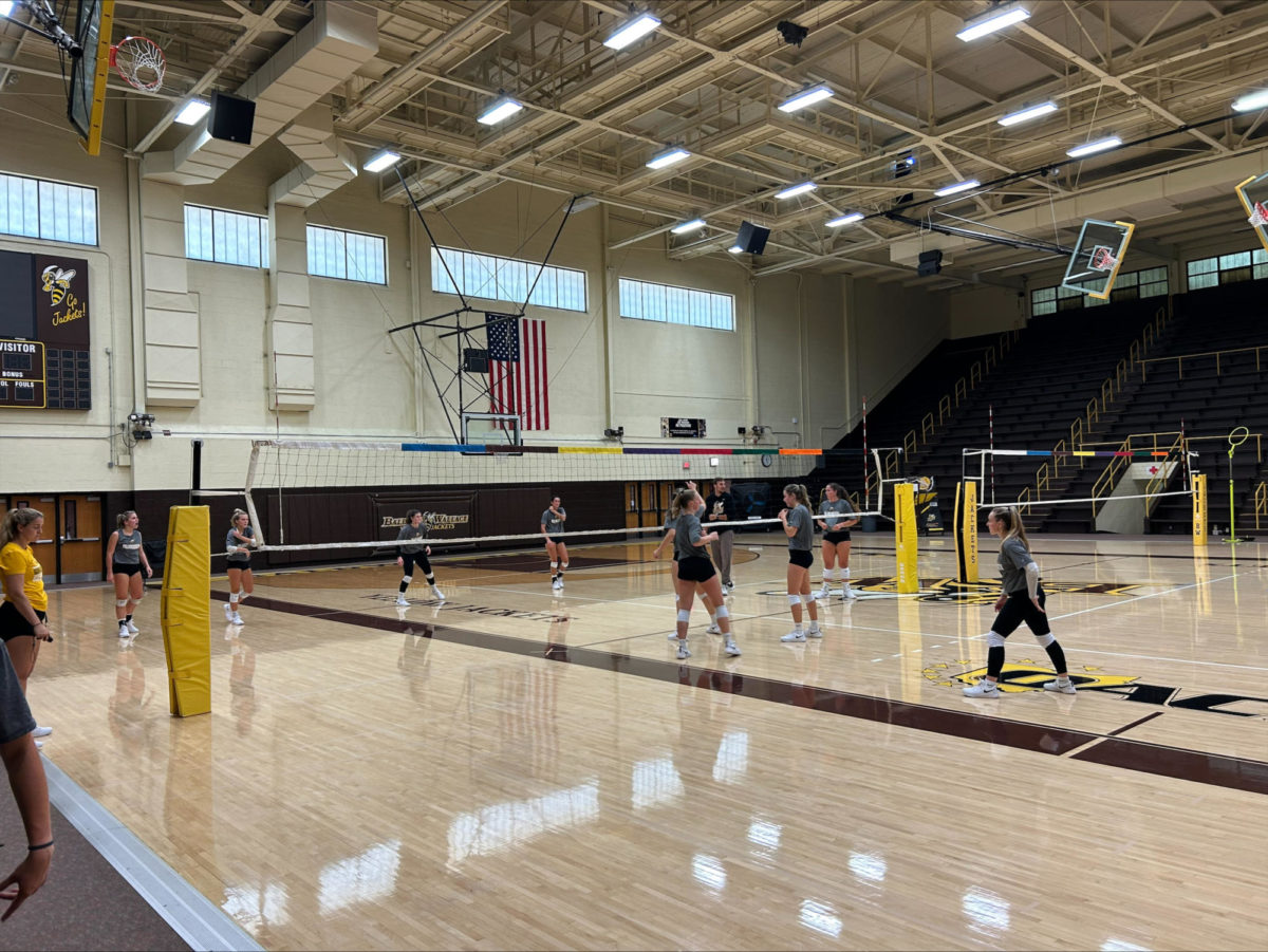 The BW Womans Volleyball team practices for the upcoming season.