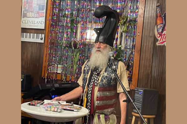Vermin Supreme cracks jokes and shared his policy goals at Spotlight Cleveland Tuesday. 