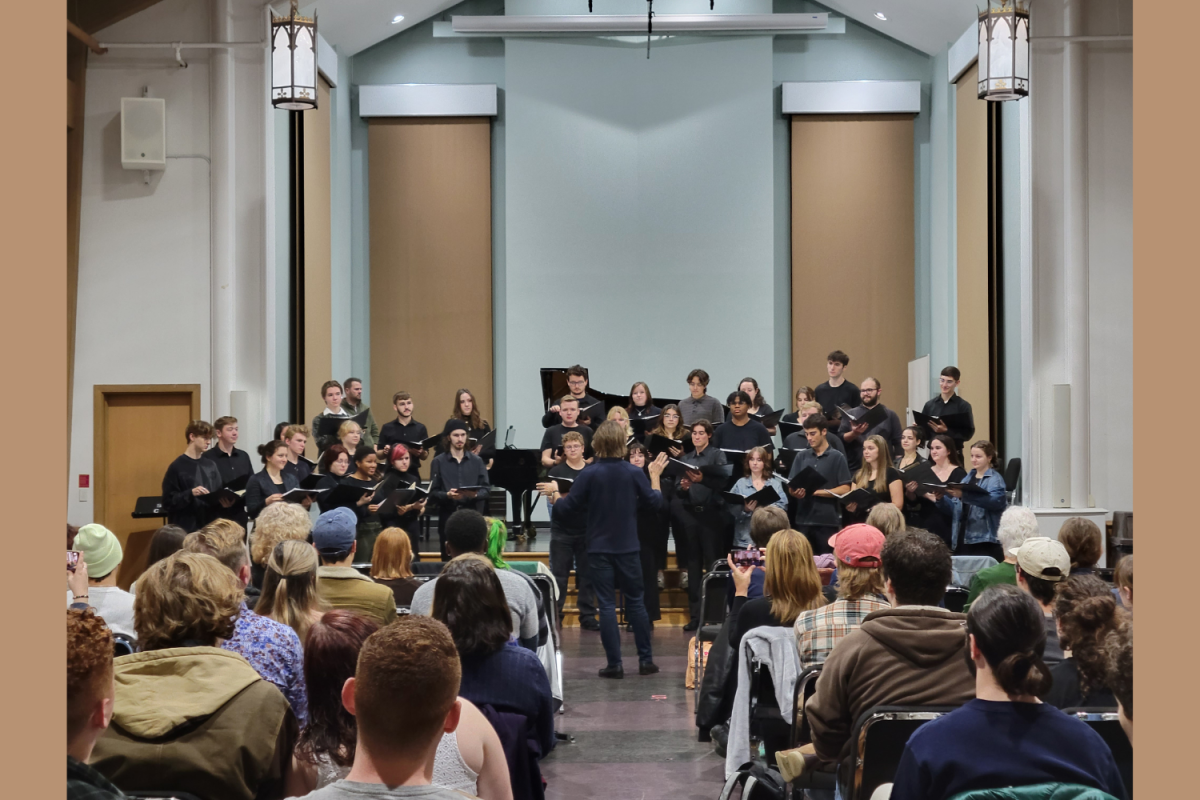 Eric Whitacre conducts BWs Motet Choir in a suprise perfrormance of his piece “Sing Gently.” 