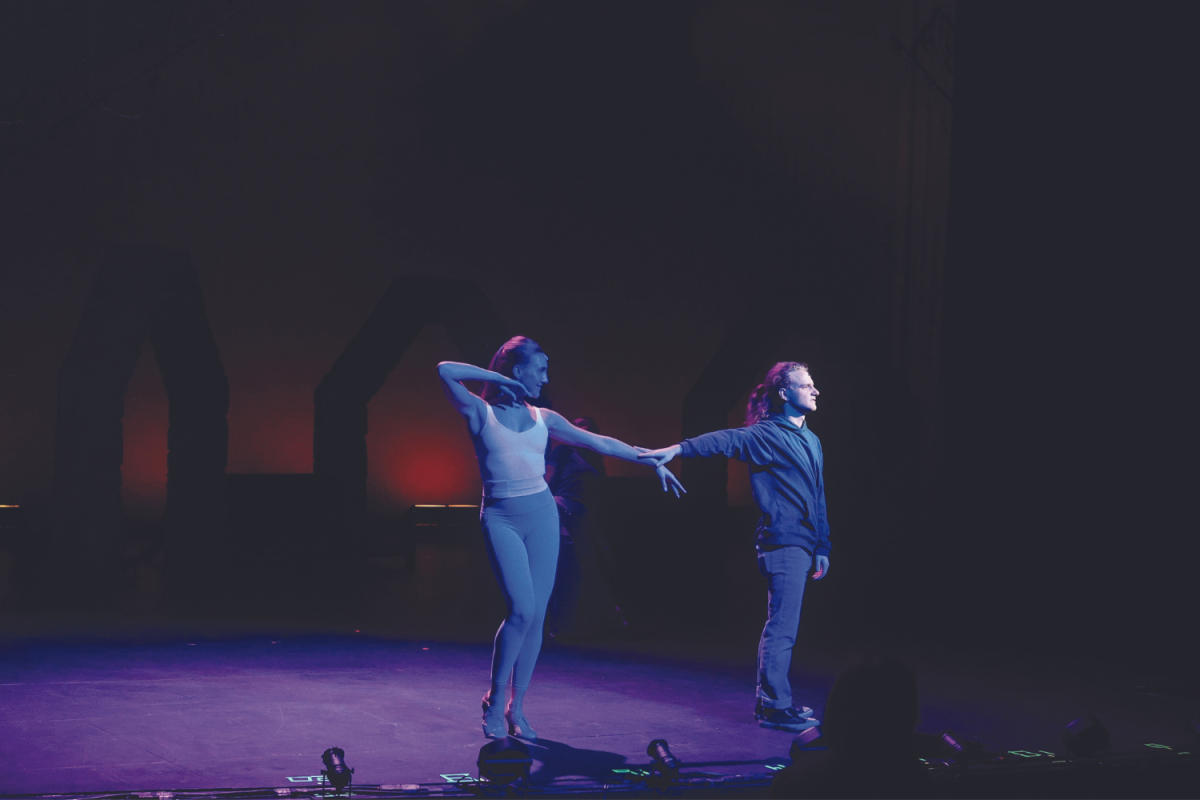 Left to right: Bebe Moss and Jack Prisco perform their roles on stage for Pippin 