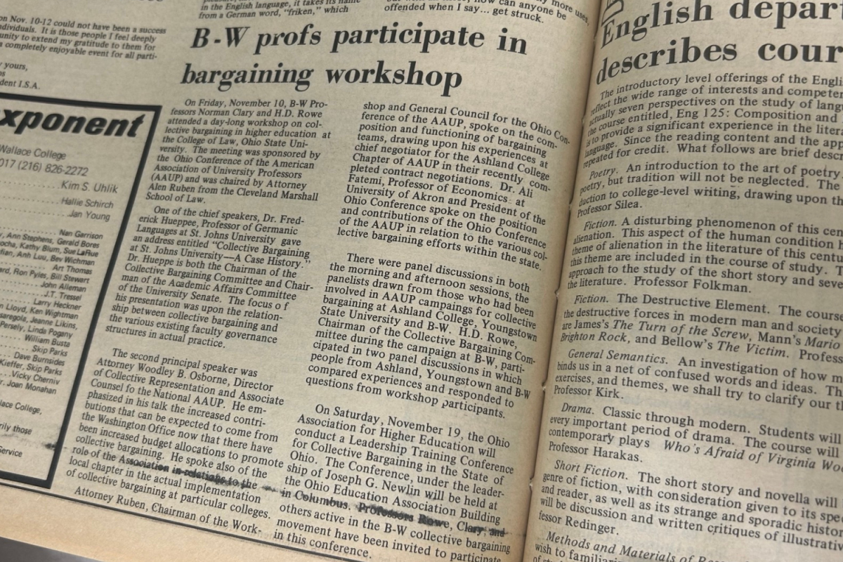 Part of an article published by the Cleveland Press on Oct. 23, 1972, detailing how BW rejected the proposition to form a union. 