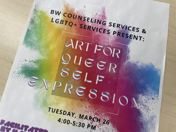 Flyers for Art for Queer Self Expression advertised the event around campus leading up to March 26.