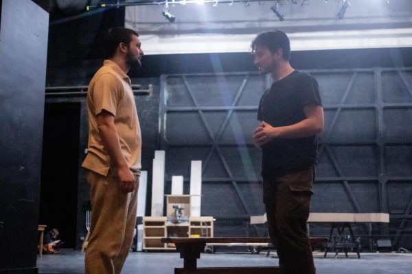 Left to right: Casey Casimir and Jake Diller during rehearsals for Measure for Measure.