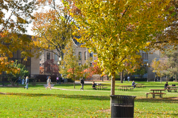 A photo of students walking around North Campus.