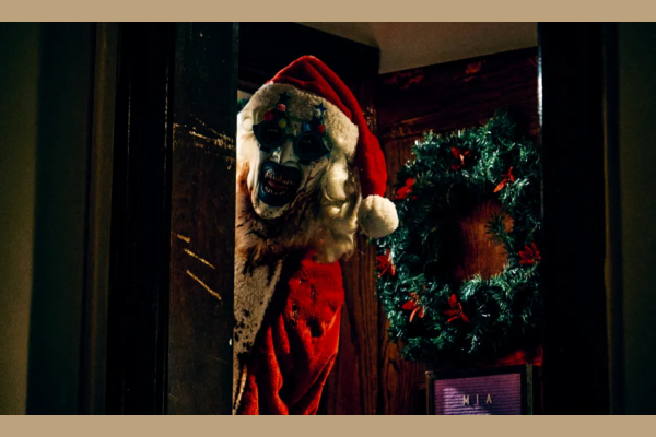 Art the Clown dressed as Santa in "Terrifier 3."