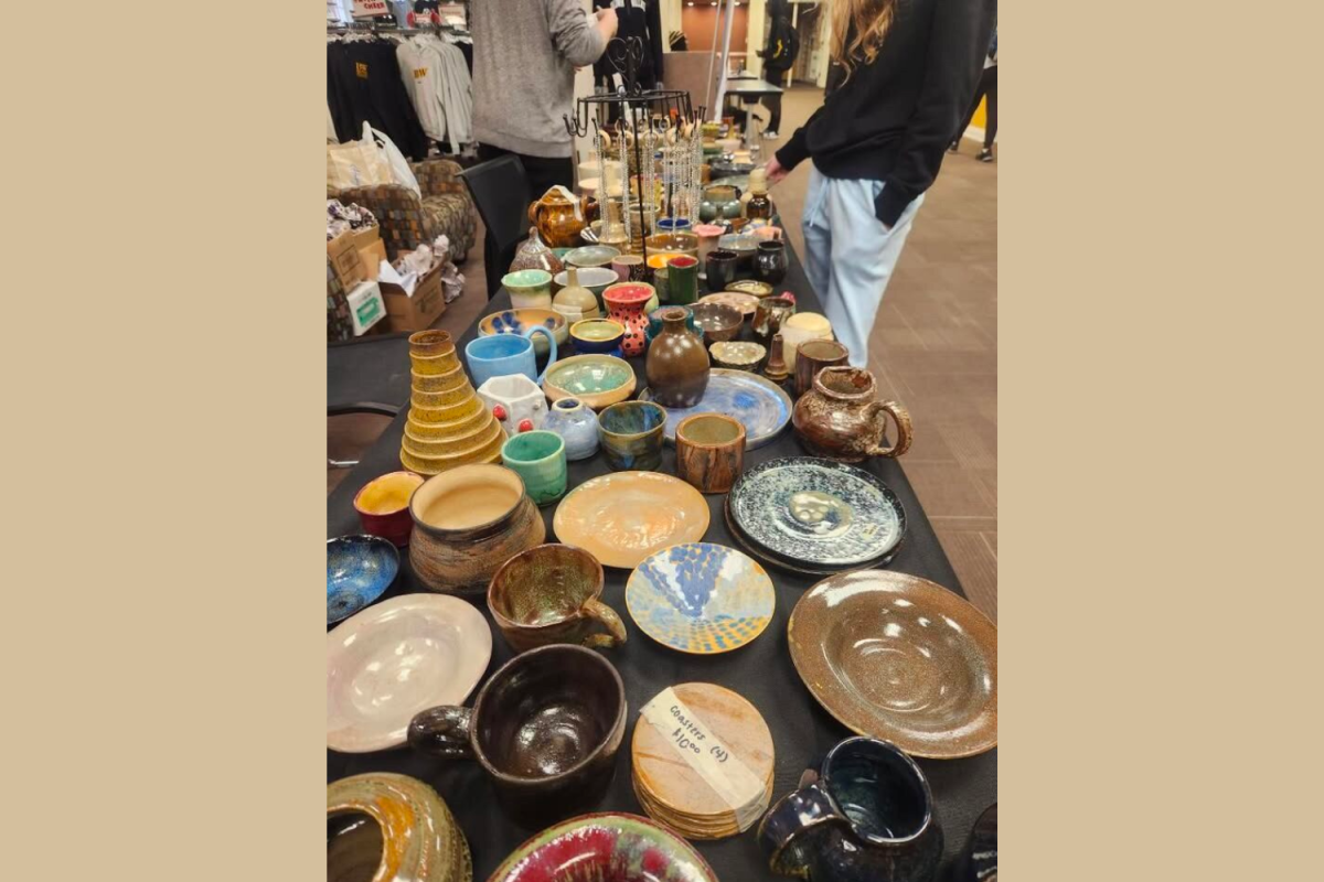 Pottery sale held in Strosacker Hall sponsored by Clay Club.