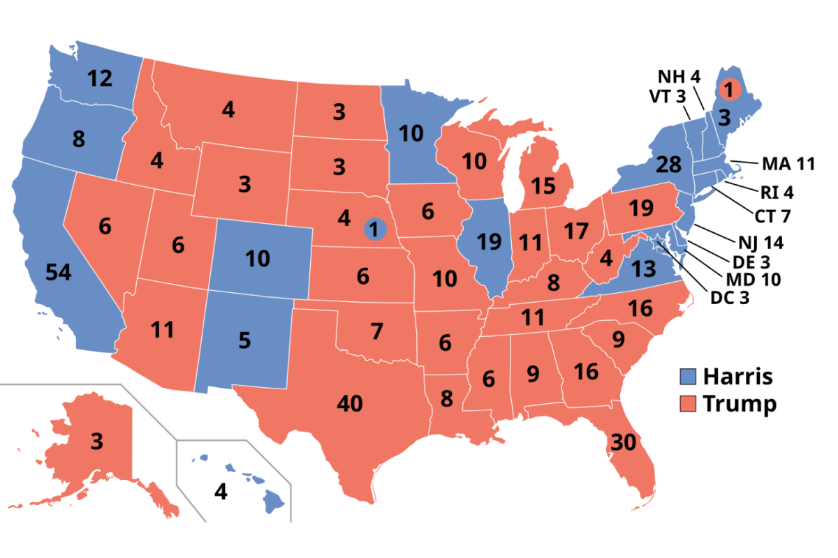 A map of the results from the 2024 Presidential Election. 