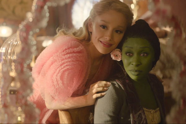 Ariana Grande as Glinda and Cynthia Erivo as Elphaba in "Wicked."