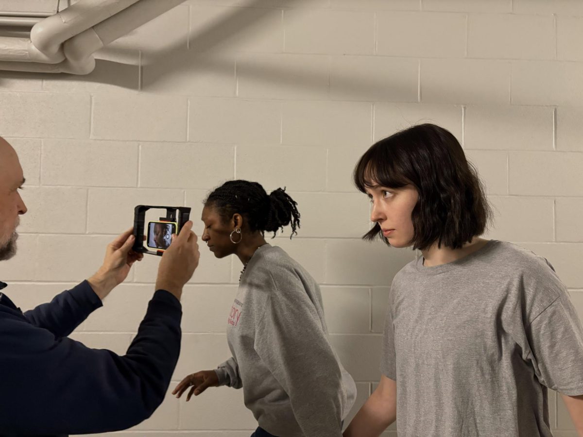 Photographed is David Alford (director), Abby Nagle (plays Joey), and Destini Haith (plays Peyton).