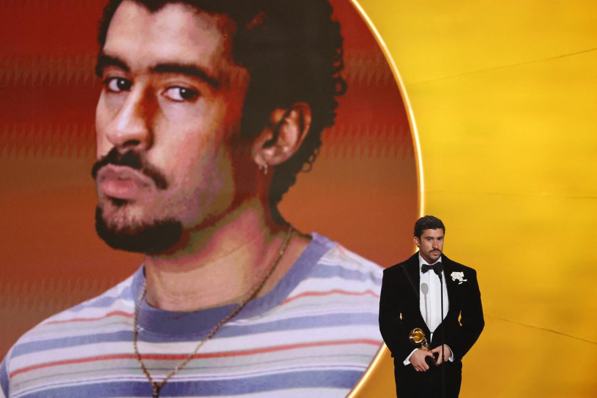Bad Bunny accepts the award for Album of the Year for "Debi Tirar Mas Fotos" during the 68th Annual Grammy Awards in Los Angeles, California, U.S., February 1, 2026. REUTERS/Daniel Cole