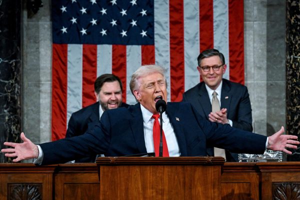 U.S. President Donald J. Trump delivers the first State of the Union address of his second term to a joint session of Congress in the House Chamber of the United States Capitol in Washington, D.C., on Tuesday, February 24, 2026/ Kenny Holston /Pool via REUTERS