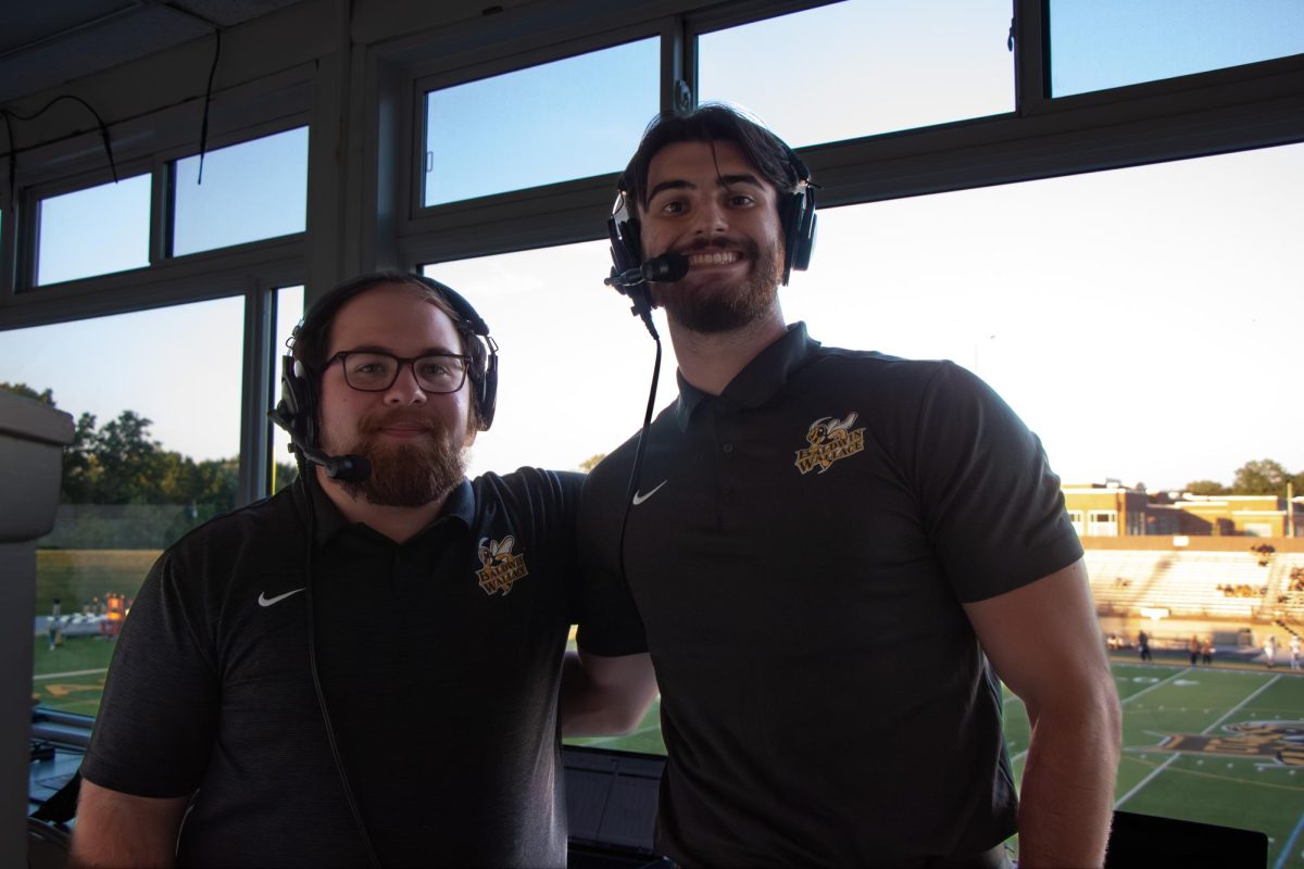 Alex Dettmer (left) and Josh Minier (right) on the call for WBWC at Georgie Finnie Stadium.